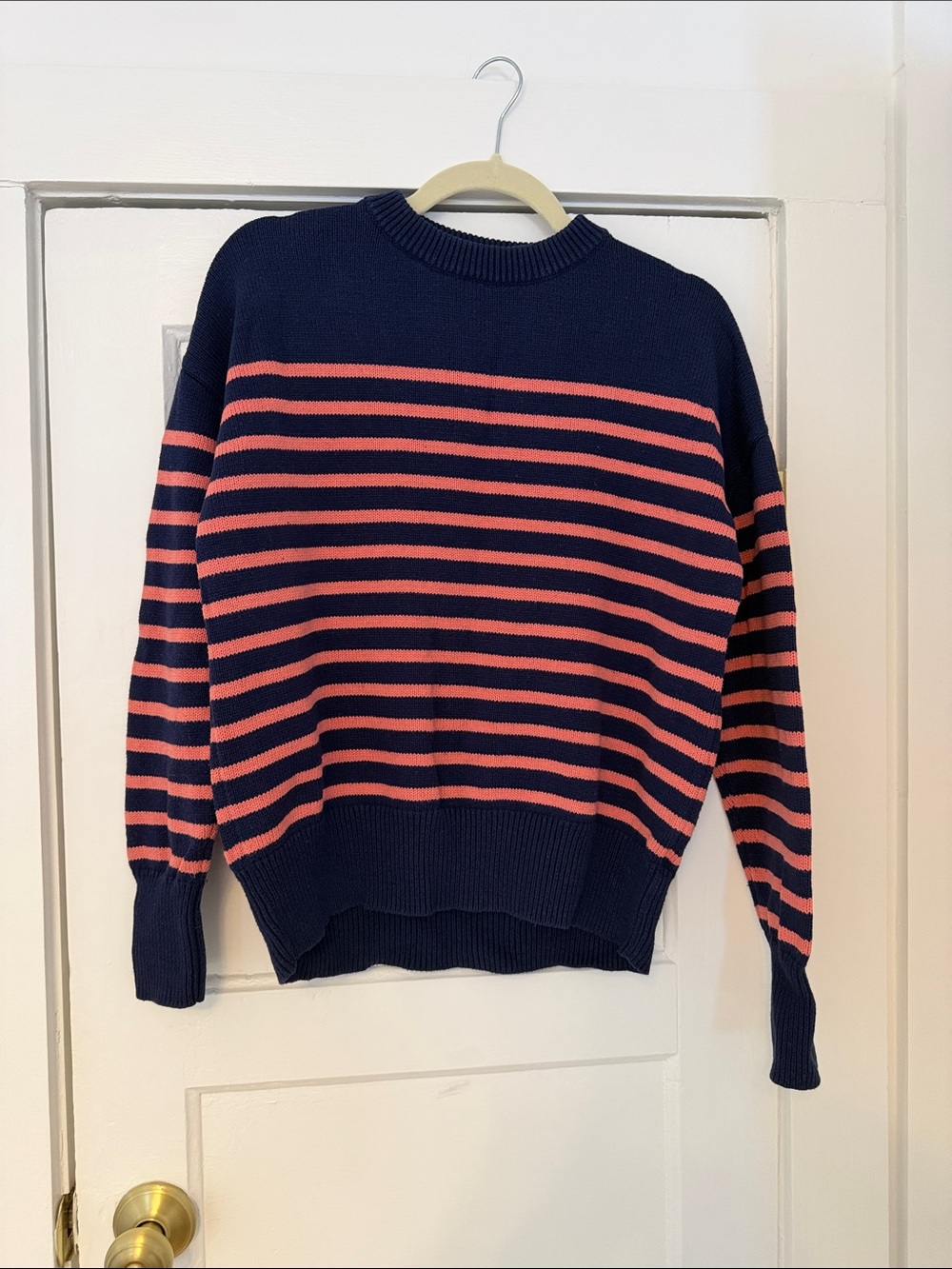 minnow Navy and pink Stripe Knit Sweater -